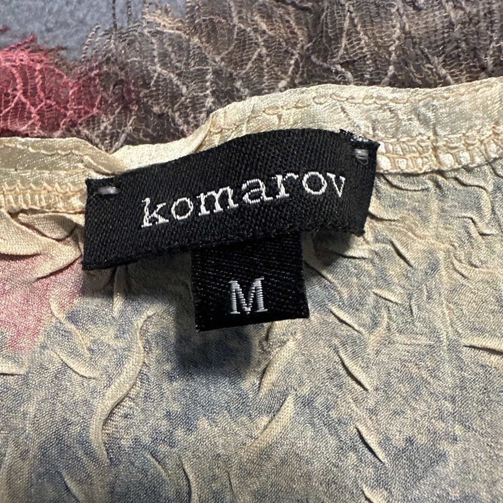 Y2K KOMAROV Crinkle Midi Slip Dress Asymmetrical Hem Size M Fairy Grunge Bias - Picture 2 of 11